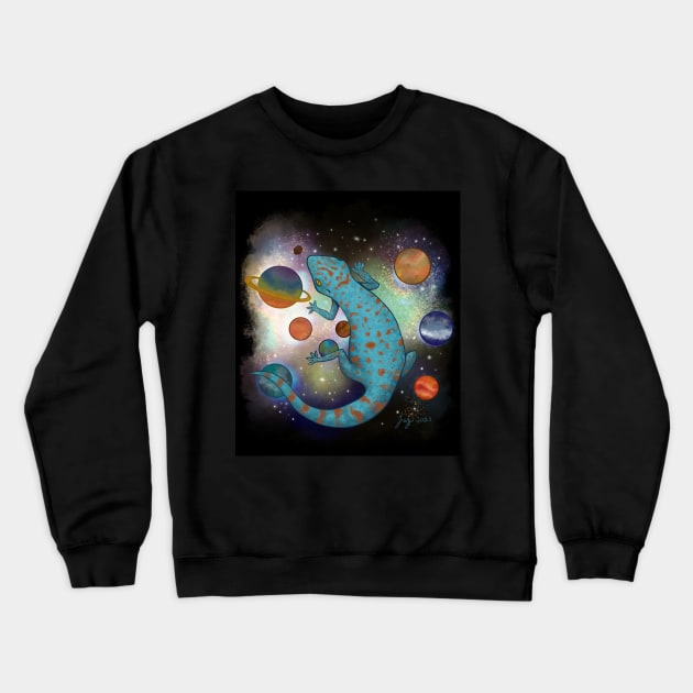 Galaxy Gecko Crewneck Sweatshirt by jazmynmoon